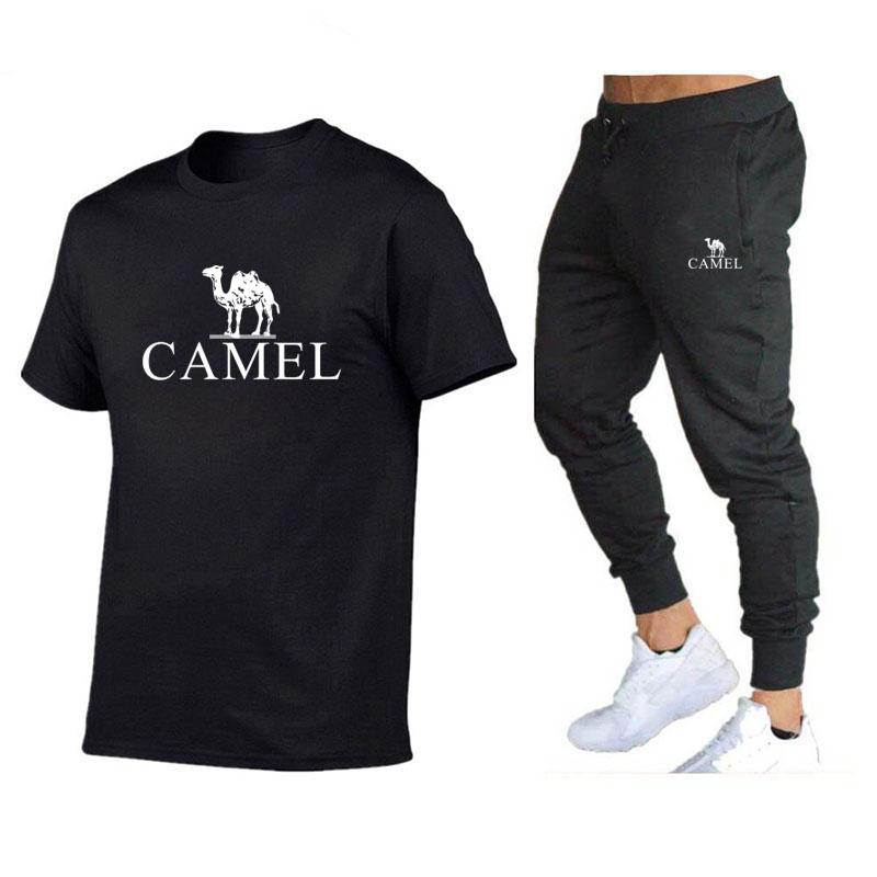 Camel Новая весенне-летняя мужская футболка, брюки, костюм из двух предметов, модный новый тренд, универсальный спортивный костюм для отдыха