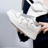 Женские белые легкие кроссовки на массивной платформе, нескользящие дышащие прогулочные туфли на шнуровке, спортивная обувь, повседневные кроссовки из искусственной кожи для женщин