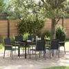 VidaXL 7-Piece Garden Table Set Black Textilene Steel Comfortable Chairs Modern Style For Terraces Balconies 3379090