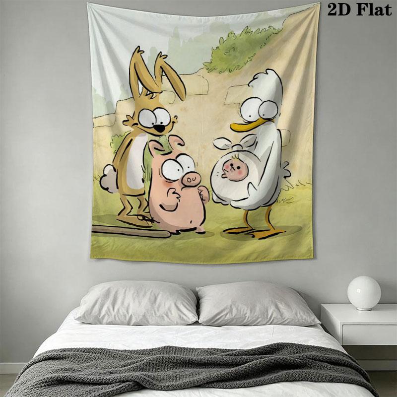 Big Bad Fox Farm Wall Hanging Printed Fabric Blanket Decorative Tapestries for Bedroom Living Room Home Decor