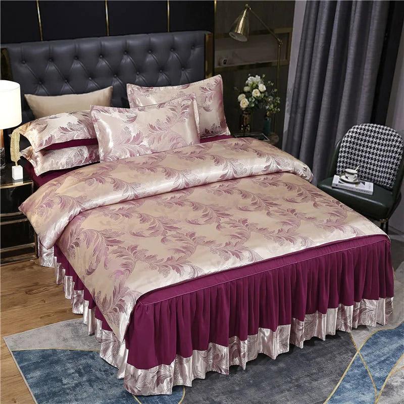 4 шт./комплект в европейском стиле, жаккардовая подкладка для кровати, пододеяльник, простыня, двуспальная кровать, комплект из четырех предметов, свадебный домашний текстиль, удобный комплект постельного белья, пододеяльник, костюм