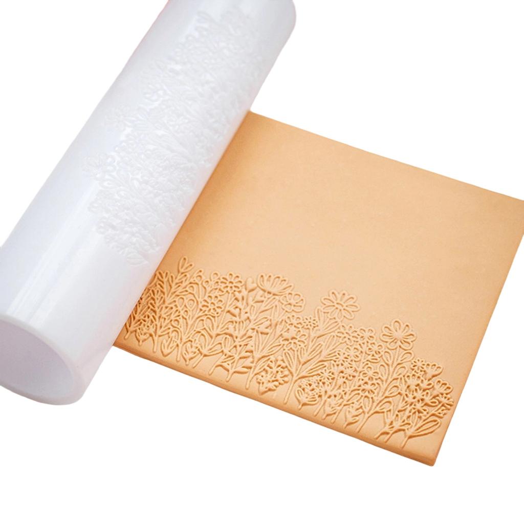 Акриловый ролик для полимерной глины для изготовления серег с цветочными узорами и ручкой с удобным захватом, текстурная форма под коровью шкуру, гончарный инструмент