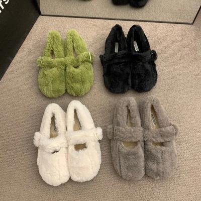 Мода 2024 года, зимние мягкие и удобные женские туфли на плоской подошве, повседневные модные плюшевые туфли Мэри Джейн, модные универсальные туфли с неглубоким горлом