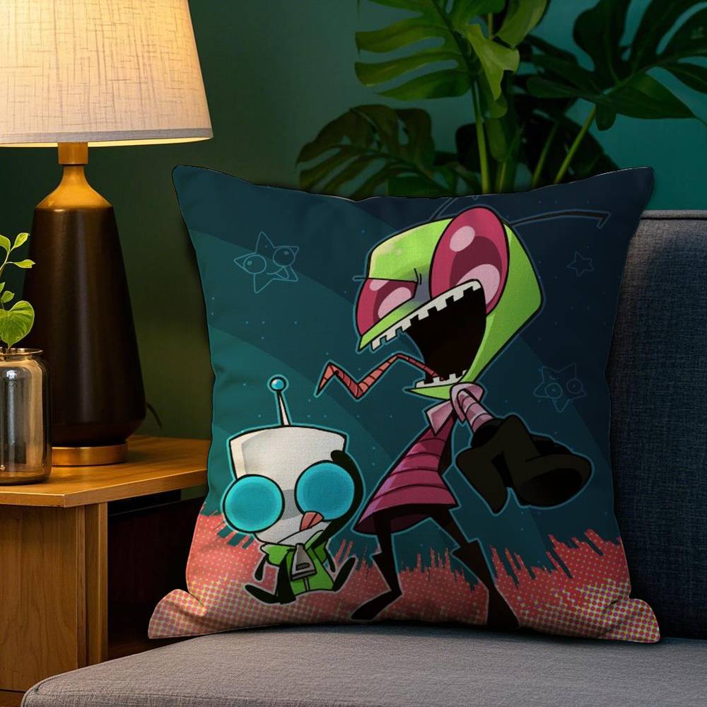 Мультяшная наволочка I-Invader Z-Zim Плюшевая ткань Мягкая Двусторонняя печать Наволочка для диванной подушки Наволочки для декоративных подушек