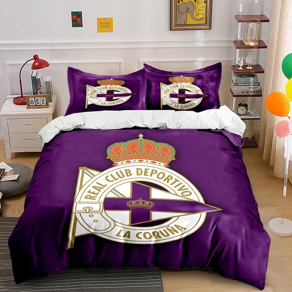 Purple Deportivo La Coruña Set Bedding Duvet Cover Set Duvet Cover Pillowcases (1 * Duvet Cover 2 * Pillowcases, without duvet insert)