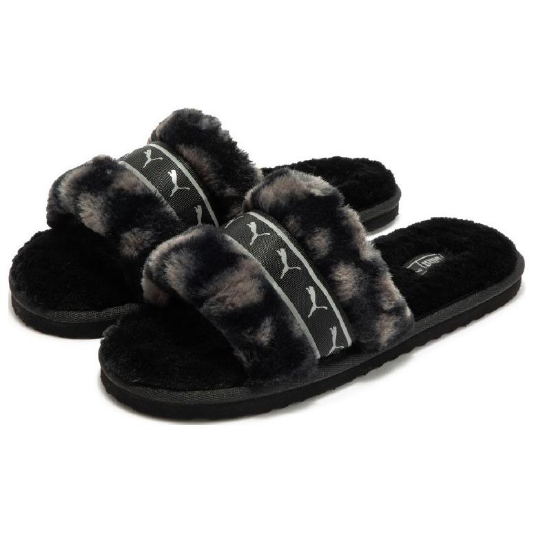 Puma Fluff Remix Plush Comfort EVA Slide Sandals Women Sandals Black Gray 390970-02