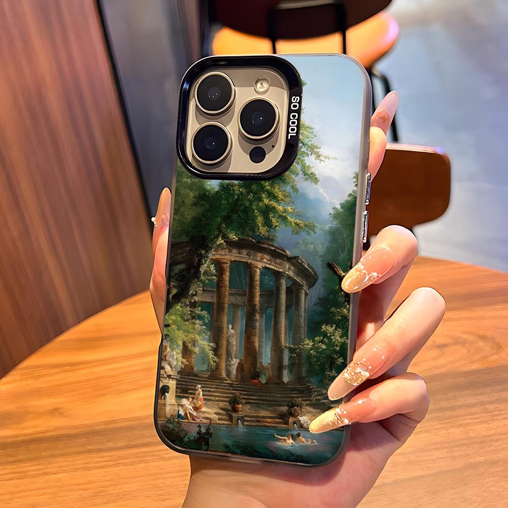 Renaissance Art Painting Phone Case For IPhone17 Air 16 15 14 Plus 13 12 11 Pro 7 8 XS Max XR Silver Black Bumper Case