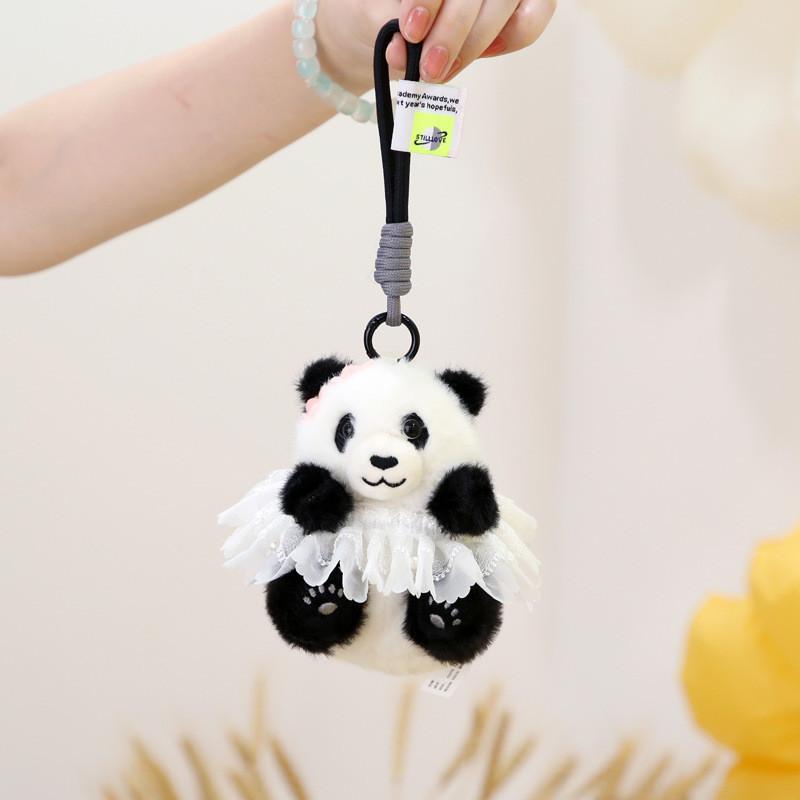 Adorable Plush Panda Keychain With Cute Skirt Features Soft Pp Cotton Filling