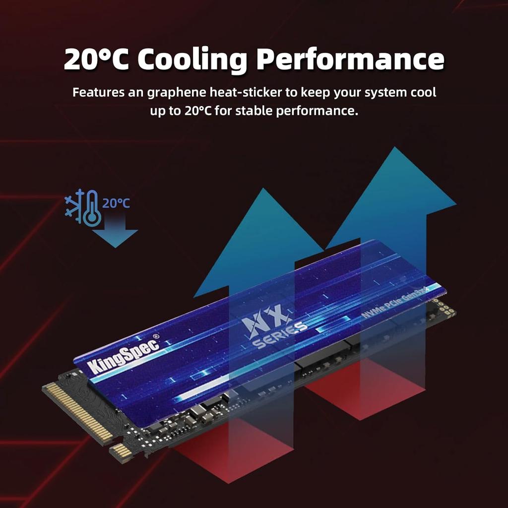 SSD KingSpec M.2 NVMe 2280 PCIe3.0x4 Твердотельный накопитель Скорость чтения до 3500 МБ/с Серия NX 2280