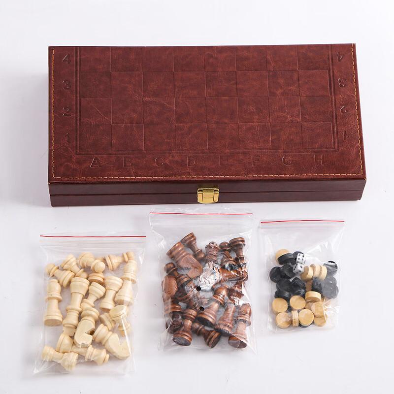 Brangdy Portable Folding 3-in-1 Chess and Board Games Set