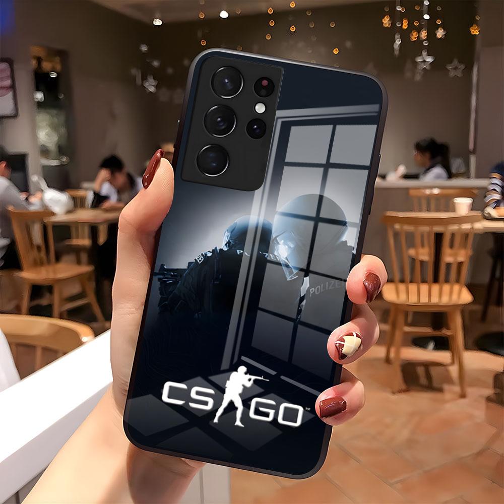 Игровой чехол для телефона C-Counter-Strike CS2 для Samsung S26 S25 S24 FE S23 S22 S21 Plus S20 Ultra Note20Ultra Черная стеклянная крышка