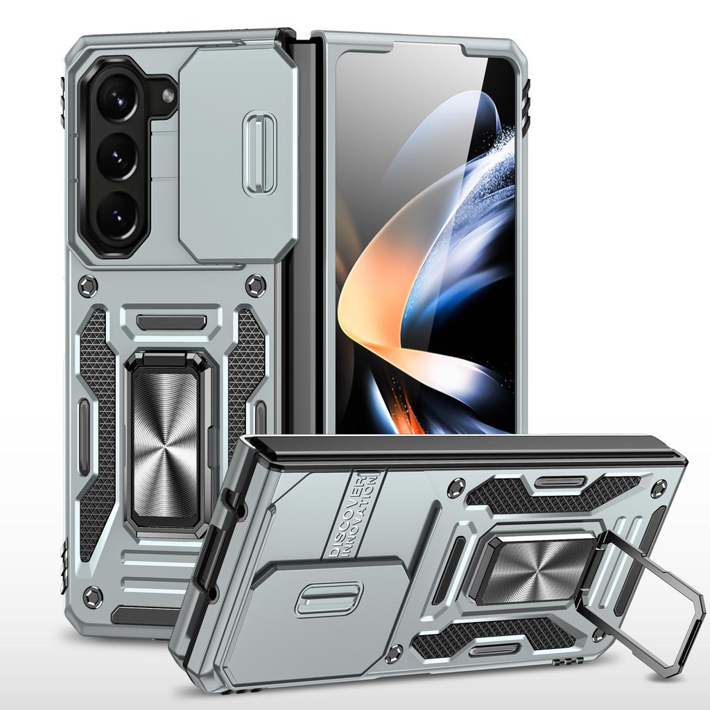 Armor Series For Samsung Galaxy Z Fold6 5G Kickstand Case Slide Lens Cover PC+TPU Phone Shell