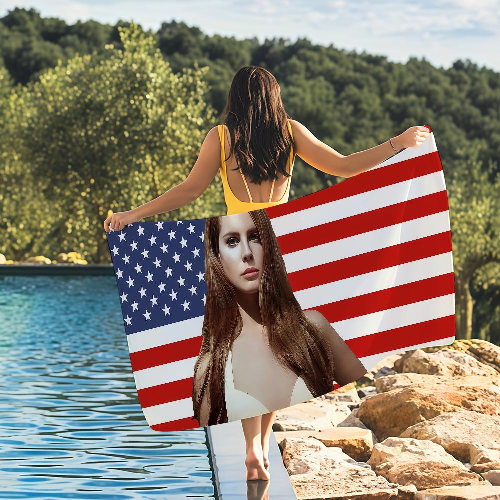 Полотенце с изображением певицы L-Lana Del R-Rey Быстросохнущие пляжные полотенца подходят для бассейнов, кемпинга, йоги и спортзала
