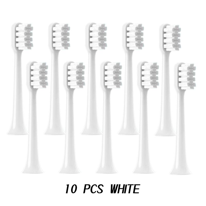 Сменные насадки для щеток для XIAOMI T200, 10 шт., белые/синие, глубокие, мягкие, насадки DuPont для чистки щетины, электрические зубные щетки