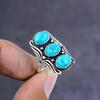 Natural Turquoise Gemstone Handmade 925 Sterling Silver Jewelry Ring Size 8 A1Z46