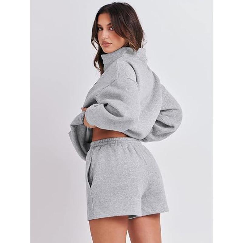 Женский однотонный свитер с вставными карманами на весну и осень, повседневный комплект из двух предметов