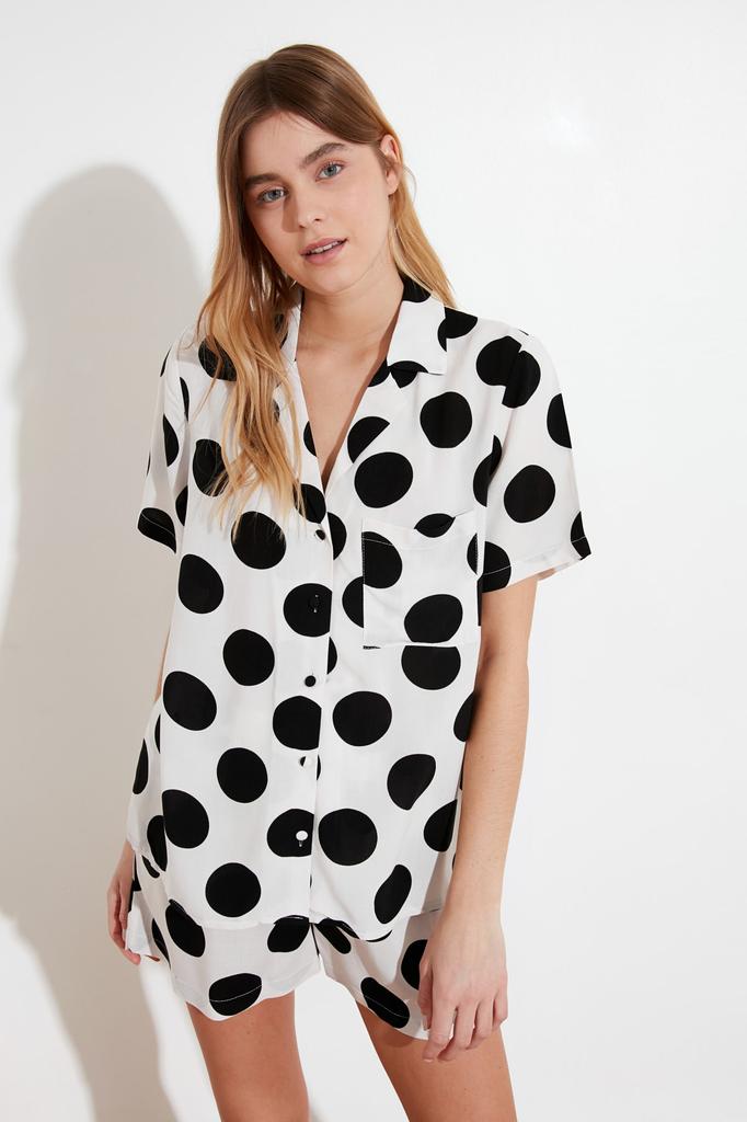 Women's Fashion Fuchsia Polka Dot Viscose Woven Pajama Set