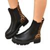 Мода Мода Леопардовый Принт Платформа Челси Ботинки Женские Слипоны Большой Размер Толстая Подошва Ботильоны Женские Искусственная Кожа Короткие Ботильоны Мухер