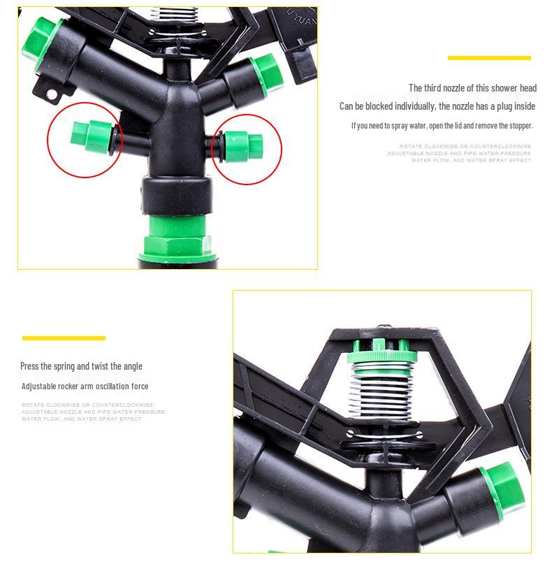 1" 360° Zinc Alloy Rotary Sprinkler for Irrigation in Lawns, Farmlands, and Gardens