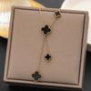 New Double-sided Four-leaf Clover Necklace for Women, Non-fading Fringed Collarbone Chain, Niche Light Luxury Simple Pendant