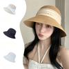 Женская летняя соломенная шляпа для защиты от солнца, японская шляпа-панама из марли с жемчугом, складная шляпа-рыбак с бантом, шляпа-клош, пляжная шляпа от солнца, тренд