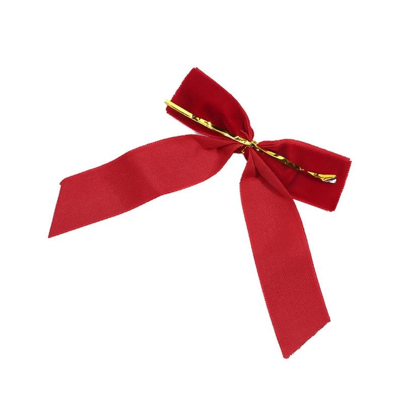 10PCS Christmas Tree Pendant Rustic Small Velvet Holiday Christmas Bows Ribbon Ornament Diy Craft Wrapping Decorations