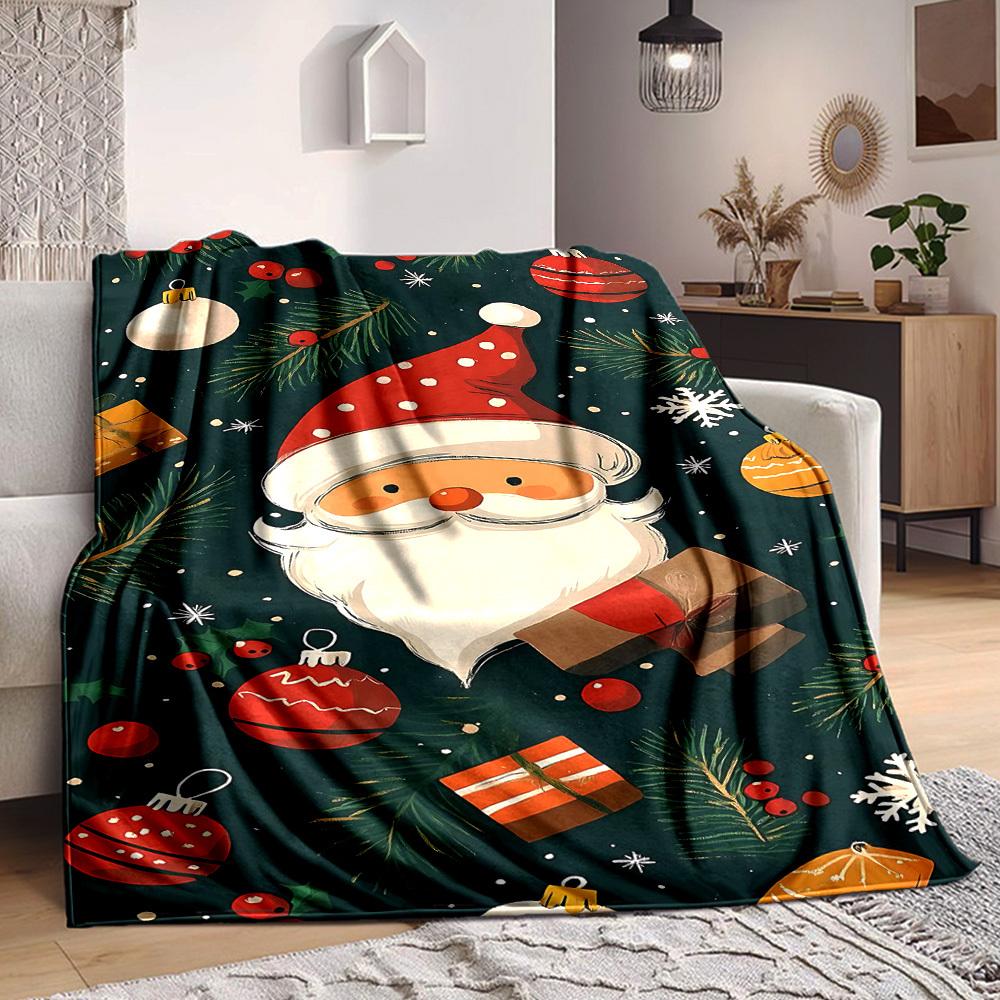 1pc Christmas Santa Blanket, Lightweight Flannel Throw Blanket for Sofa, Bed, Travel, Camping, Living Room, Office, Couch, Chair, a0922072