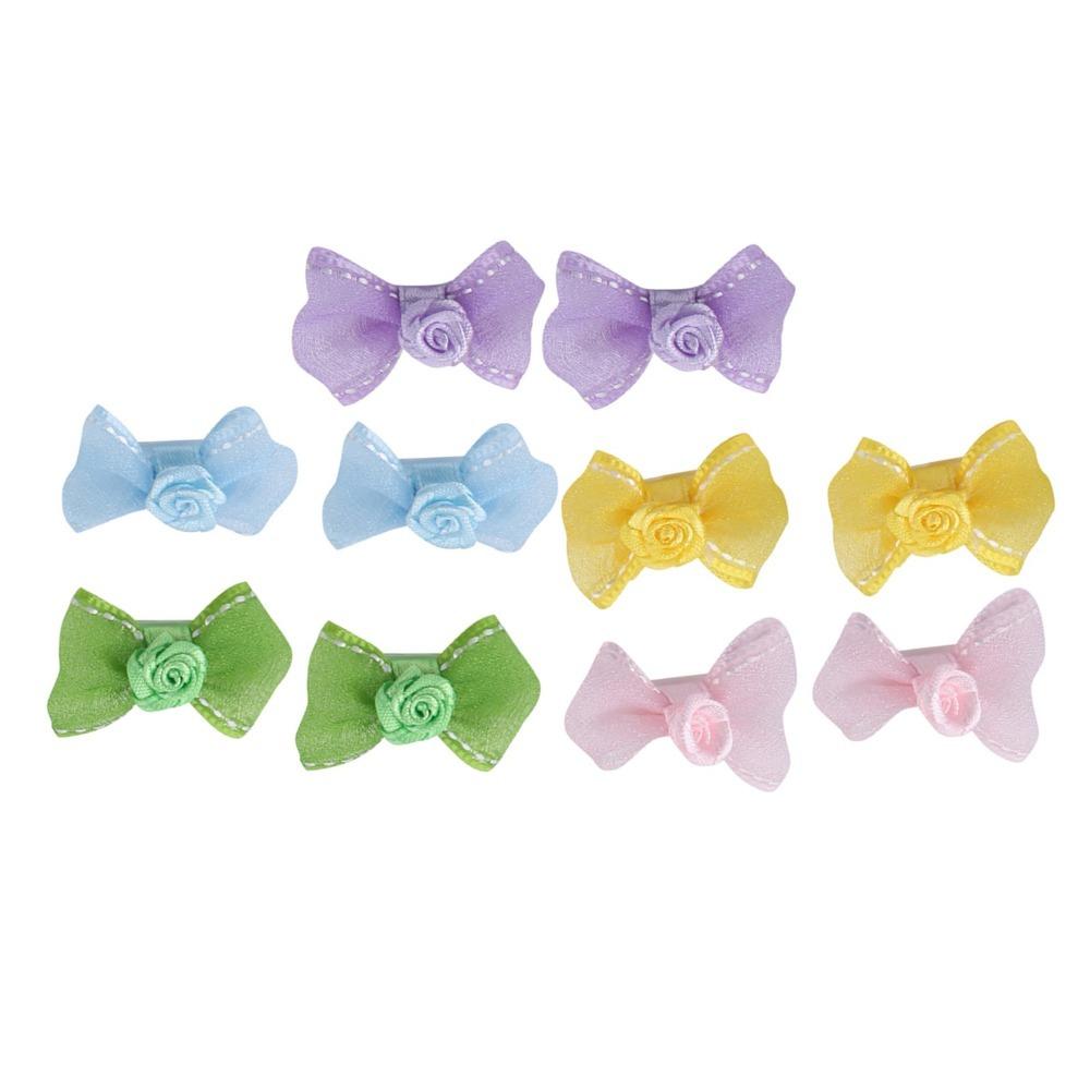 10Pcs Lightweight Pet Bow Clip Organza Bow Pet Head Flower Pet Bow Hairpin Daily Pet Wear