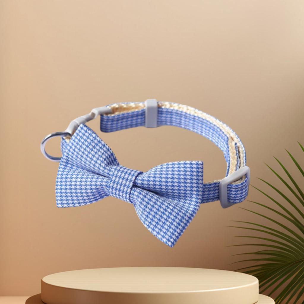 Ошейник для домашних животных, бант с узором «гусиная лапка», ошейник для кошек, для маленьких и средних кошек и собак, универсальный ошейник с защитой от удушения, регулируемый ошейник для собак