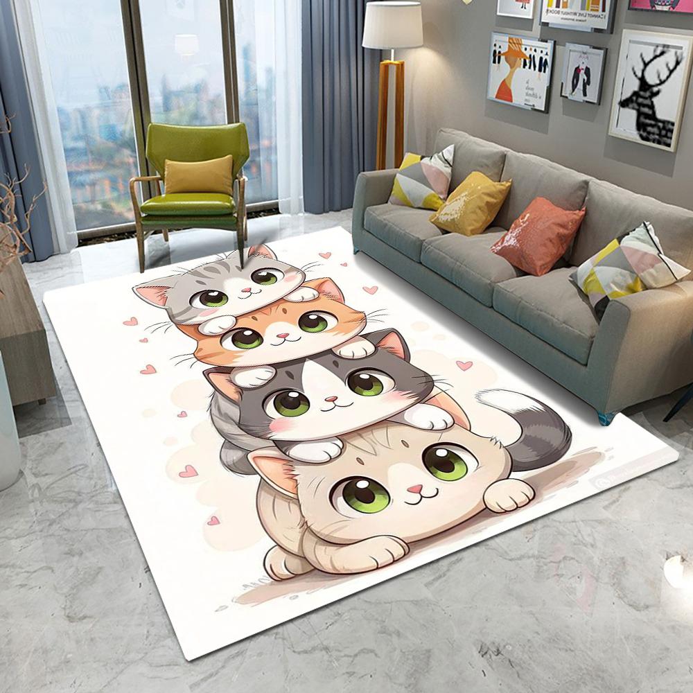  Cute Kitten Carpet Cartoon Living Room Bedroom Kitchen Sofa Entrance Rug Non-slip Washable Home Beautiful Cute Decor Mat