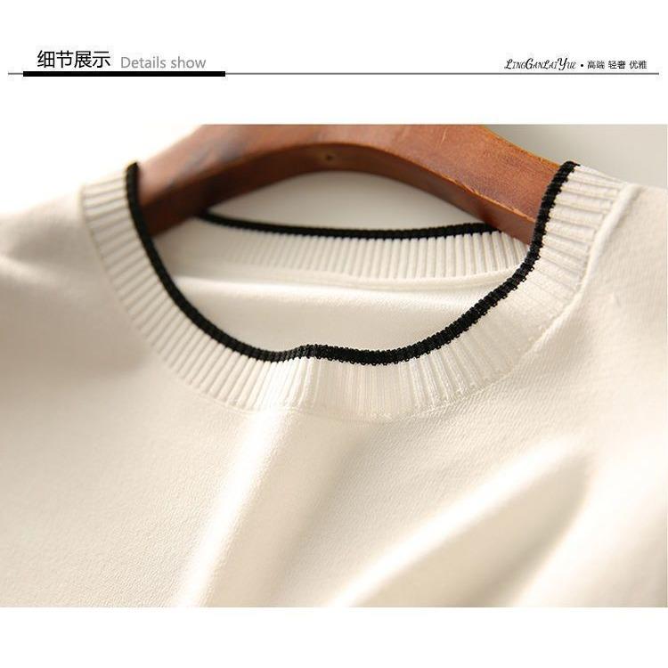 Женская вышитая футболка с короткими рукавами из ледяного шелка, летняя, новая, стильная, с круглым вырезом, тонкая футболка