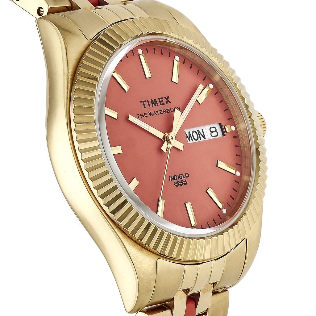 TIMEX Waterbury Quartz 5 ATM Водонепроницаемые Минеральное Стекло Оранжевый Циферблат Часы, Механизм, Водонепроницаемость, Стекло, Циферблат, TW2U82700, Женские [Оригинал]