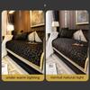 High-end Black Gold Leather Sofa Cushion Modern Non-slip Anti Cat Scratching Chair Pad Satin Edging Recliner Cover Towel Winter