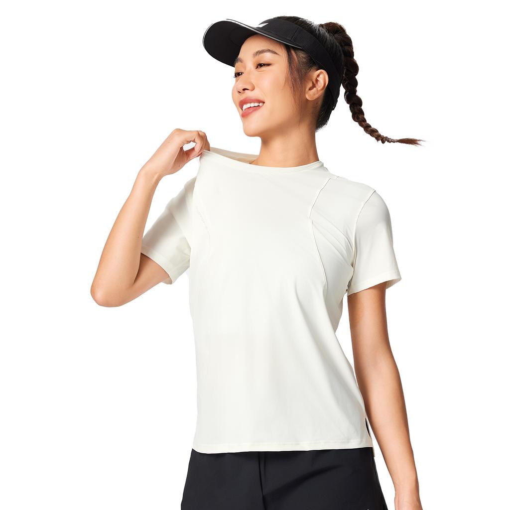 Li Ning Серия Fitness Однотонная футболка с круглым вырезом Удобная Дышащая Универсальная Футболка с коротким рукавом Женские футболки Молочно-белый ATSV136-1
