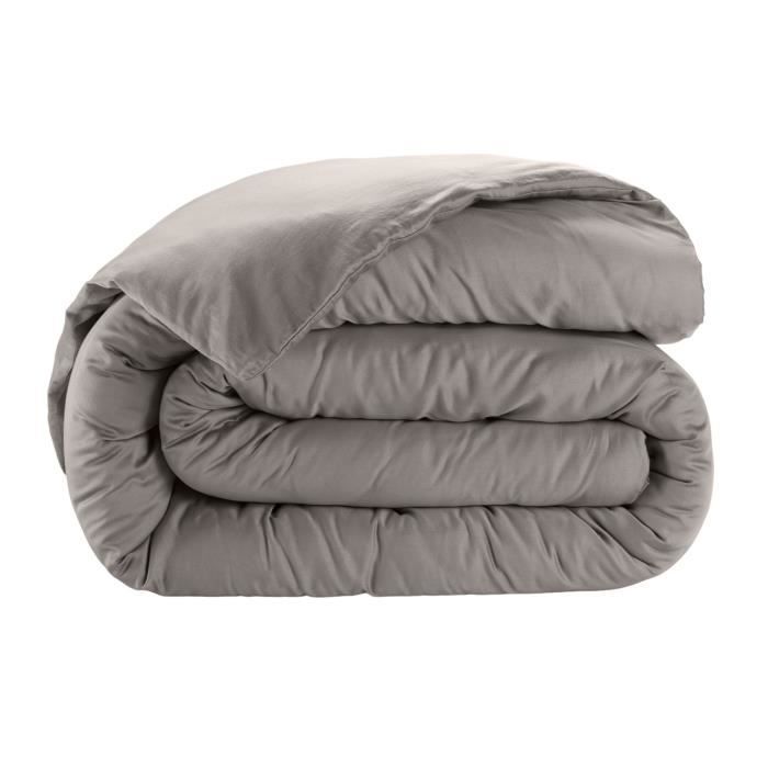 Housse de couette - Uni gris - 240 x 260 cm - Satin de coton - Qualité supérieure