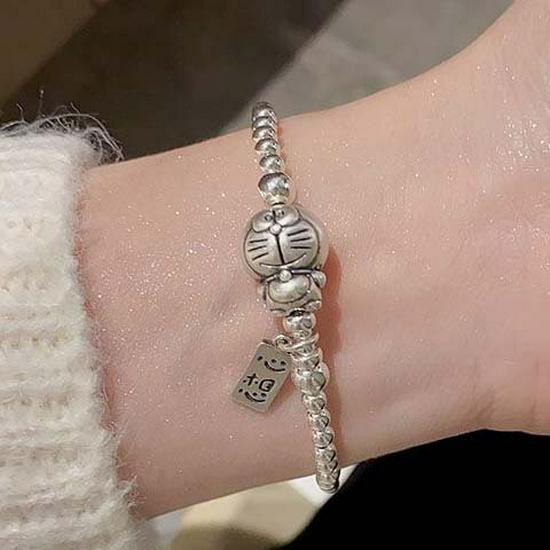 Elegant Niche Silver Bracelet with Concave Square Beads - High-End Luxurious Design