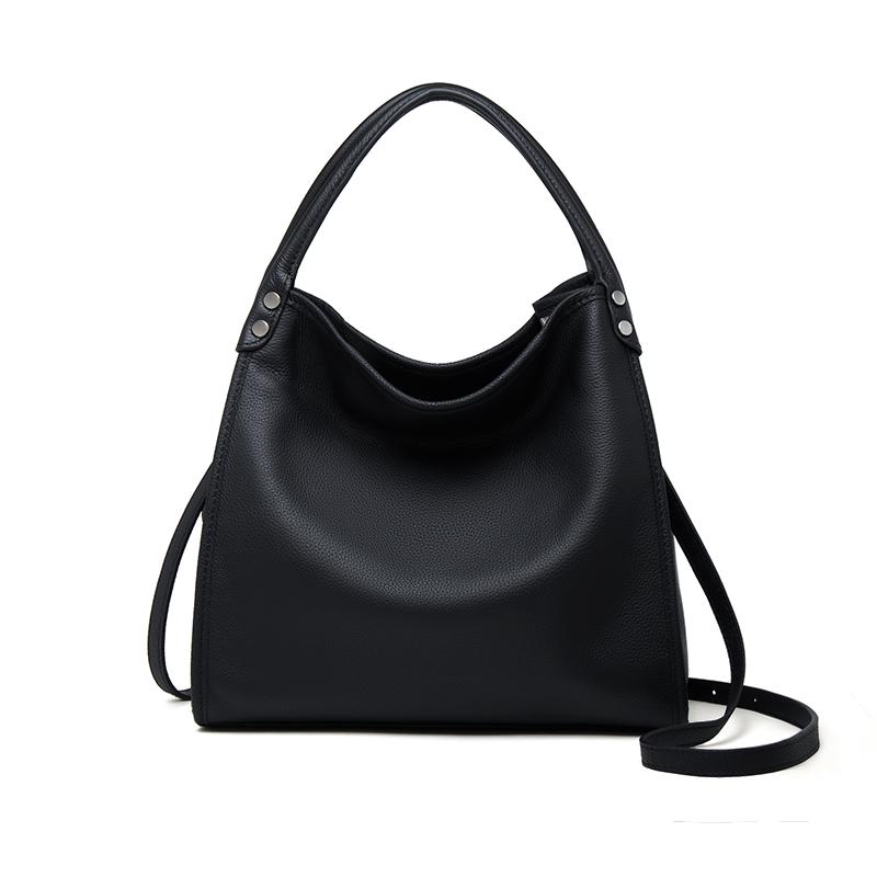 Genuine Leather Shoulder Bags for Women Black Shopping Tote Limited Large New Luxury