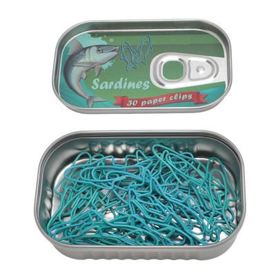 30 шт. Скрепки для бумаги в виде рыбок, синие и водянисто-зеленые, милые формы, металлические скрепки для бумаги с коробкой для хранения для школы