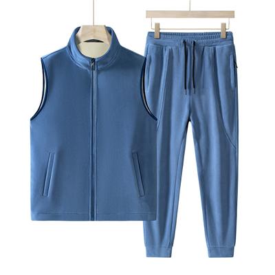 Комплект жилета из австрийского кашемира, однотонный, M-8XL, состоящий из двух частей, мужское пальто среднего возраста, спортивные штаны плюс флис, более толстый и больший размер