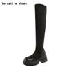 Street Style Platform Stretch Women Over The Knee High Boots Fashion Thick Heels Shoes Keep Warm Ladies Long Botas De Mujer
