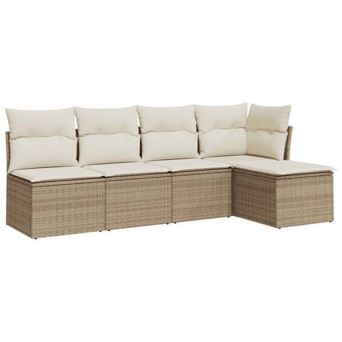 VidaXL Salon de jardin avec coussins 5 pcs beige résine tressée 3217518