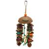 Bird Parrot Cage Toys Coconut Shell Colorful Wood Blocks Bird Chewing Toy for Large Medium Parrot Birds