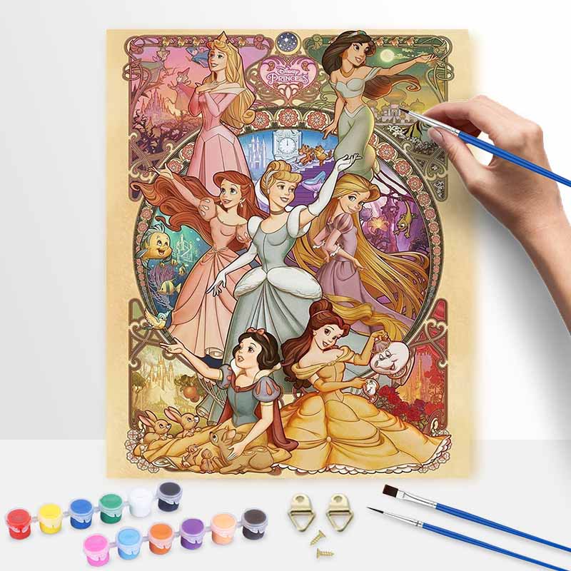 Disney Princess oil painting diy coloring handpainted filling home decoration gift, Art Nouveau style wall decor for living room art