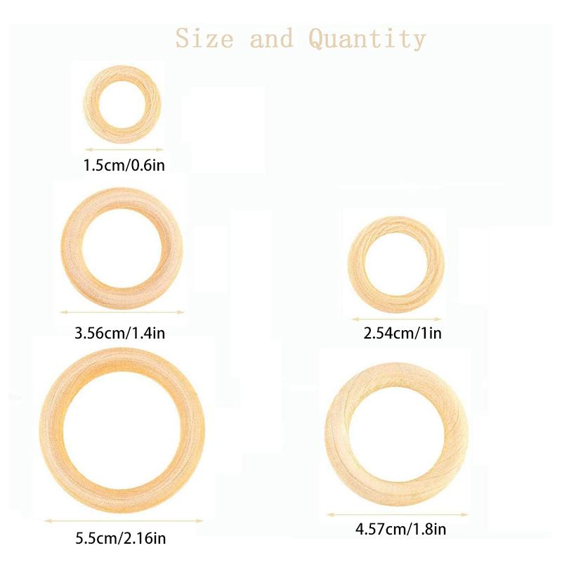 120 шт. необработанных деревянных колец 15-55 мм, натуральные деревянные кольца для макраме, поделок своими руками, деревянных обручей, украшений, соединителей, изготовления ювелирных изделий