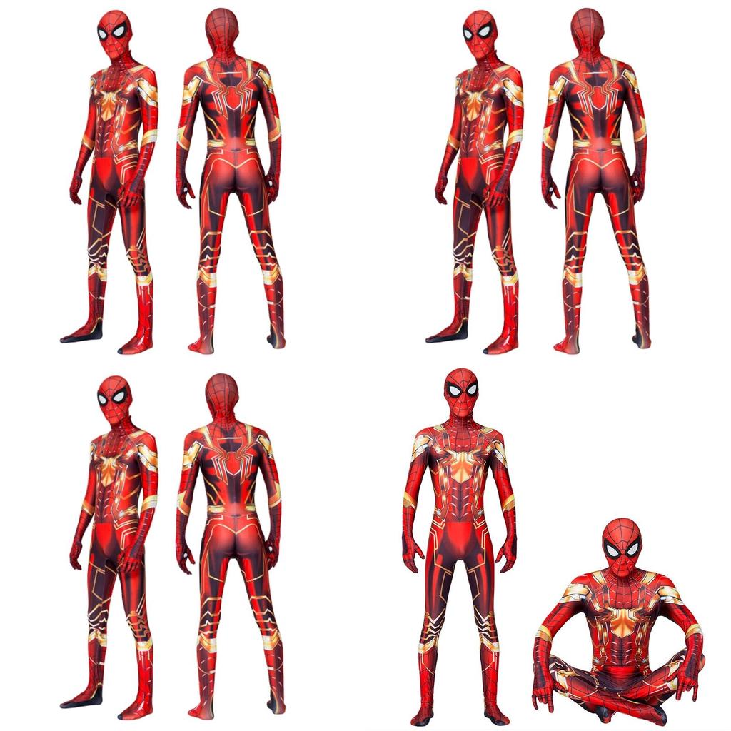 Косплей-костюм Marvel Стальной Человек-паук, наряд на все тело с капюшоном