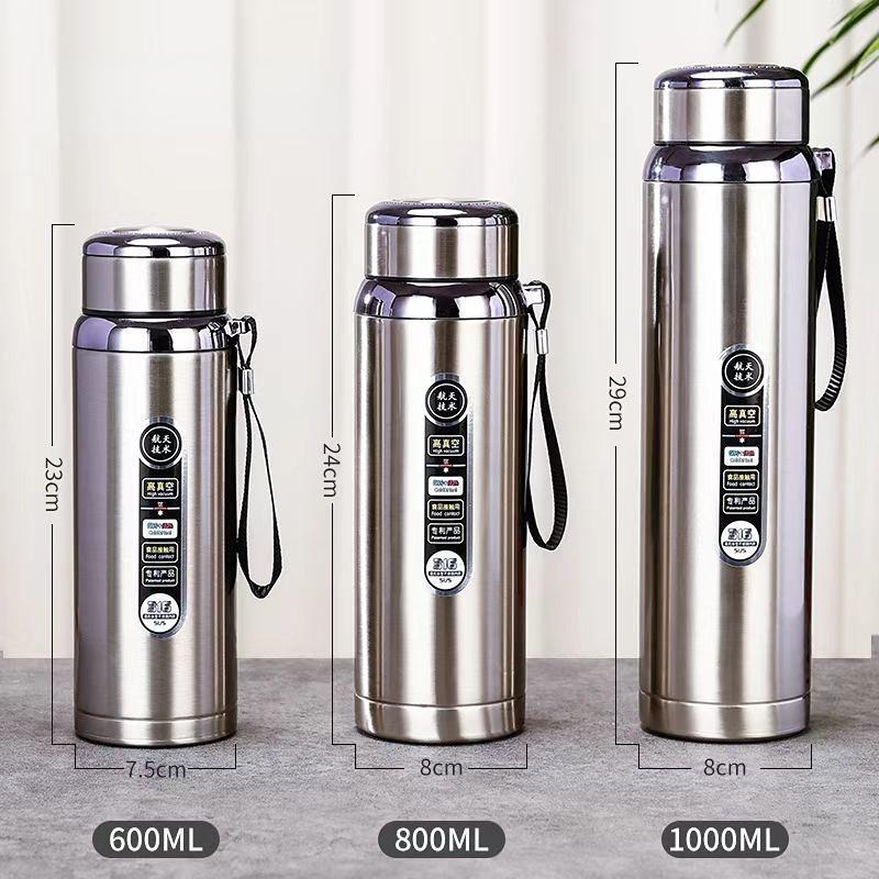Термос большой емкости 600 мл/800 мл/1000 мл Термосы Портативный термос из нержавеющей стали Бутылка для воды Дорожная чайная кружка Офисный термос