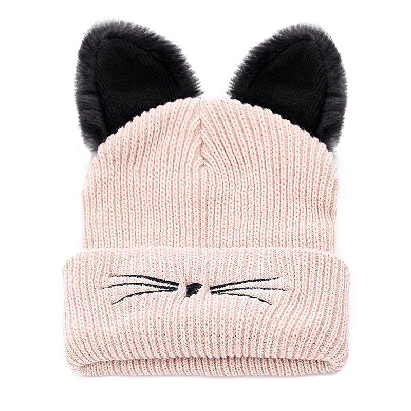 Fashion Cat Ear Women Hat Acrylic Knitted Hat Warm Winter Hat For Women High Quality Bonnet Hat