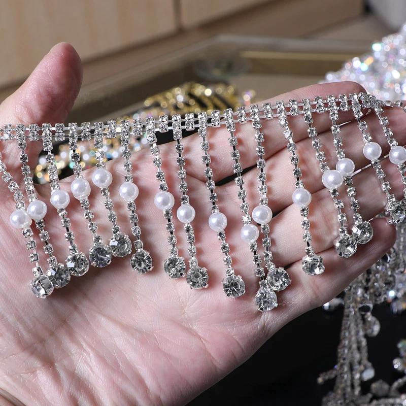 90cm Irregularly Rhinestone Trimming Chain for Wedding Dress Shoes Bags Clothing DIY Sewing Creative Decoration Accessories