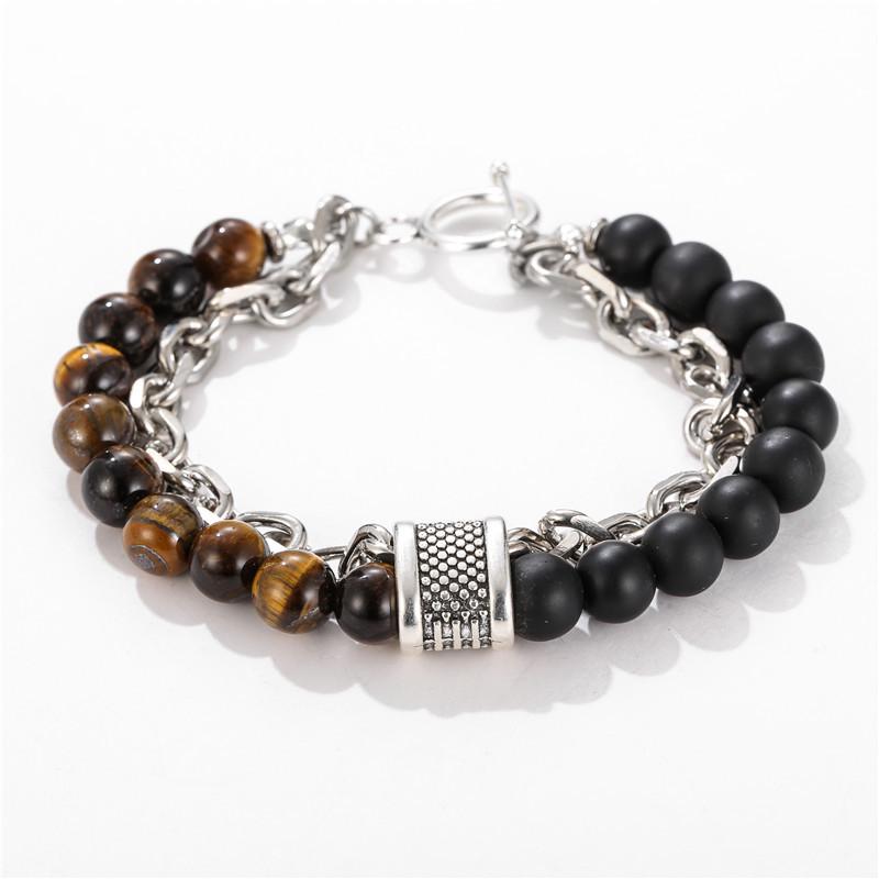 Accessories Punk Frosted Stone Chain Combination Geometric Men's Bracelet Bracelet Accessories Men's