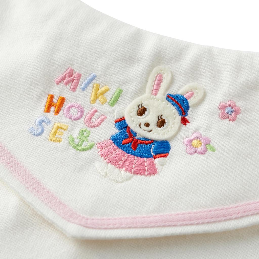 Short Sailor Made In White [MIKI HOUSE] T-shirt, Sleeve, Plain, Collar, Rabbit, Japan, Girls, Babies, Kids, Children's Clothing, 12-5205-148, 90cm,